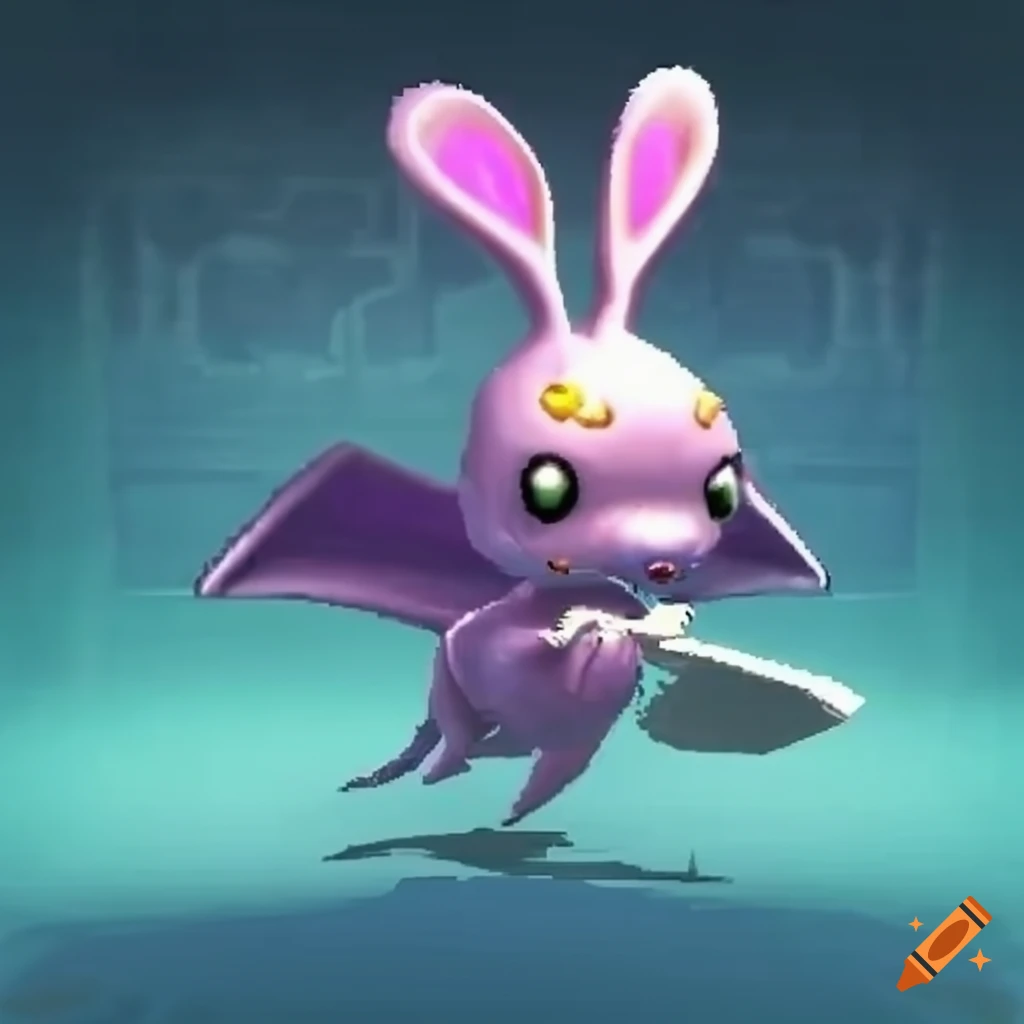 Adorable bunny stingray mythical creature as a video game boss in n64 ...