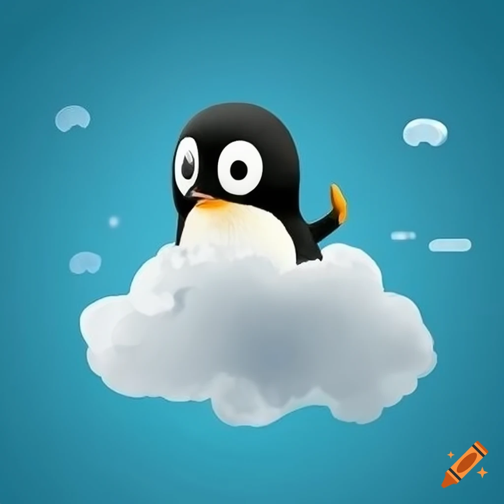 penguin-sitting-on-a-cloud-in-an-information-technology-theme-on-craiyon