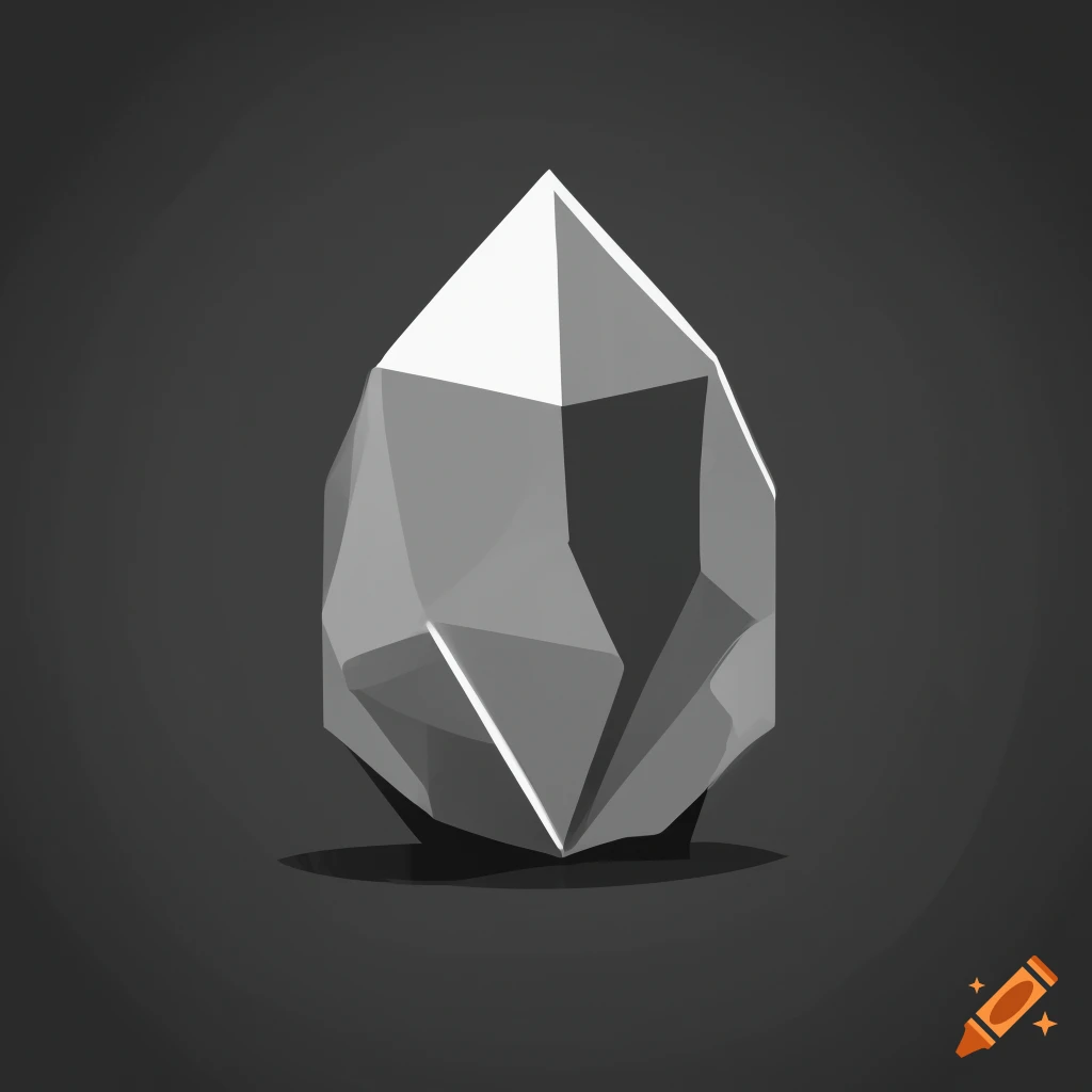 Minimalistic black and white game icon of a crystal