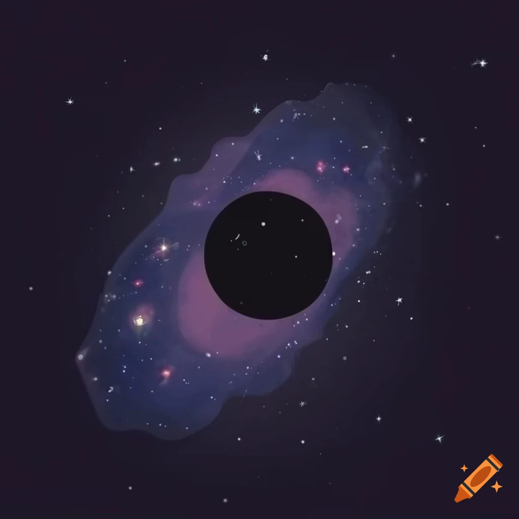 Isometric black stick figure with galaxies in the background