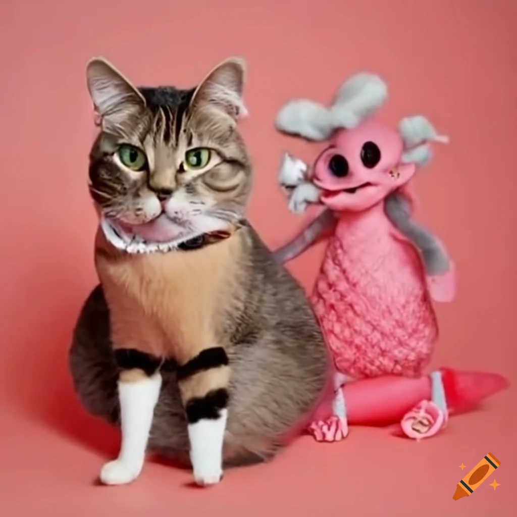 Mouseketeer cat with a chicken