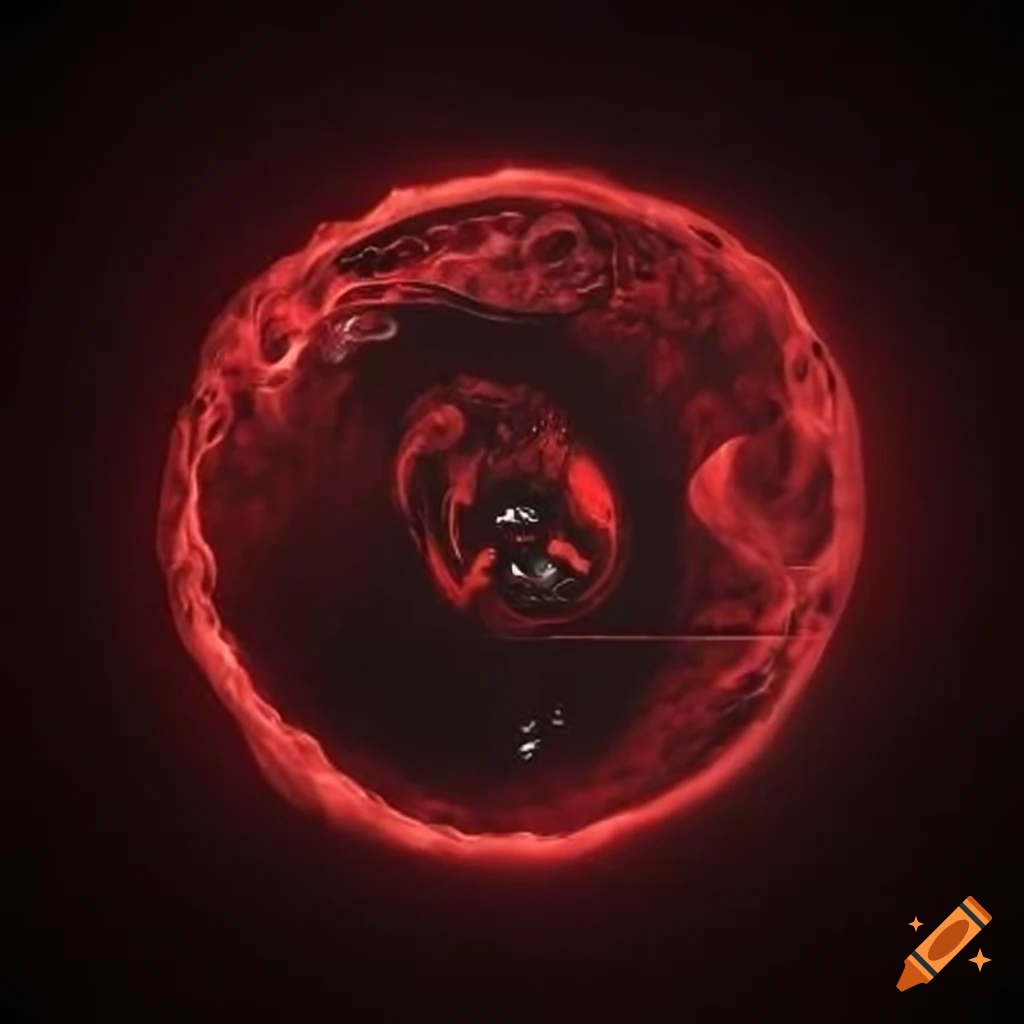 Round logo with a diver in red water in the abyss