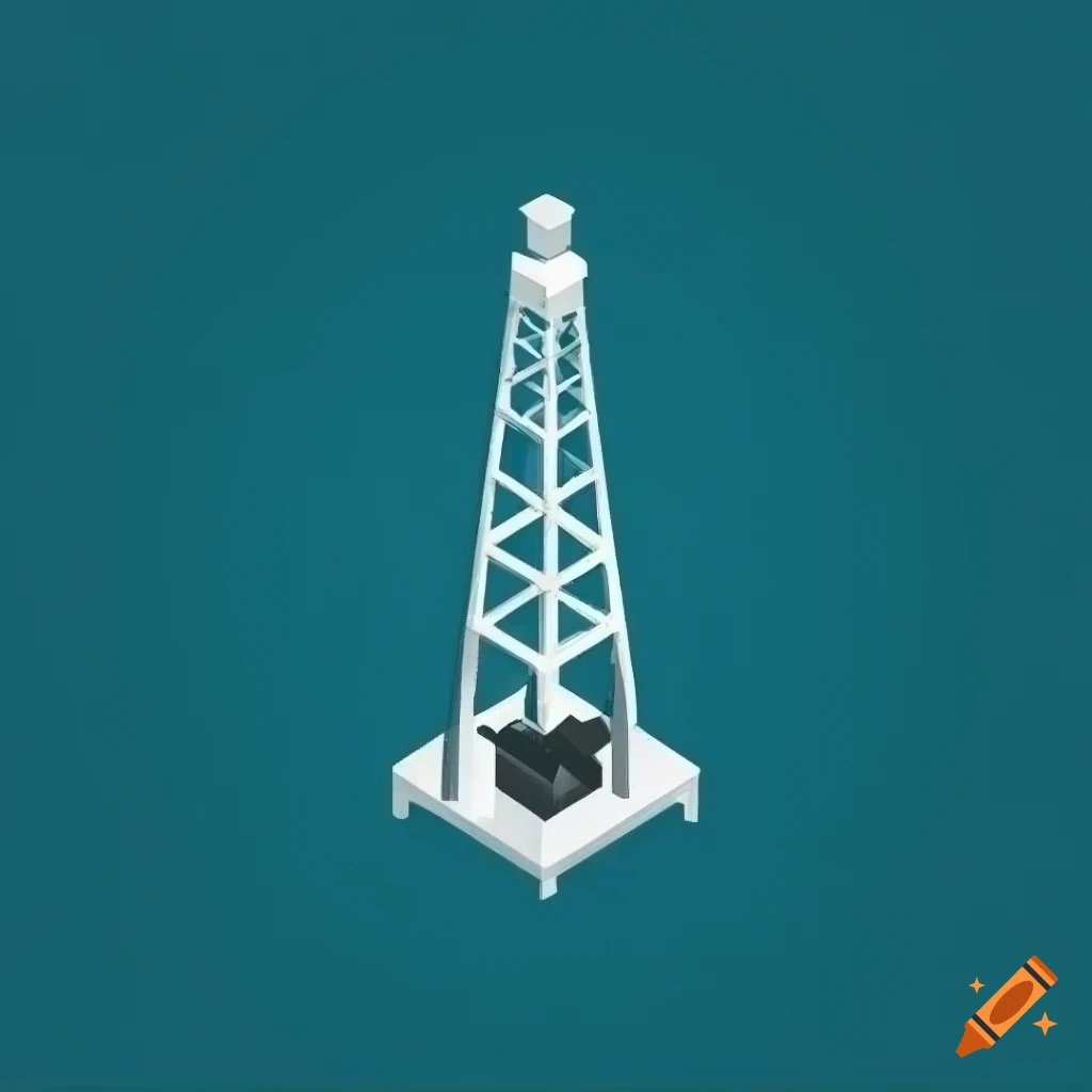 Isometric oil rig logo in a simple 2D design