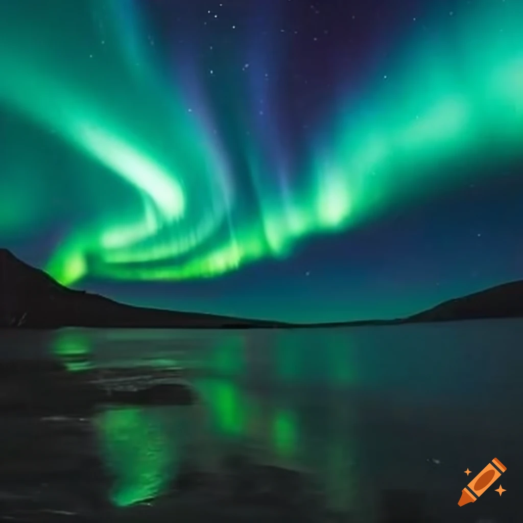 Northern lights with shades of blue