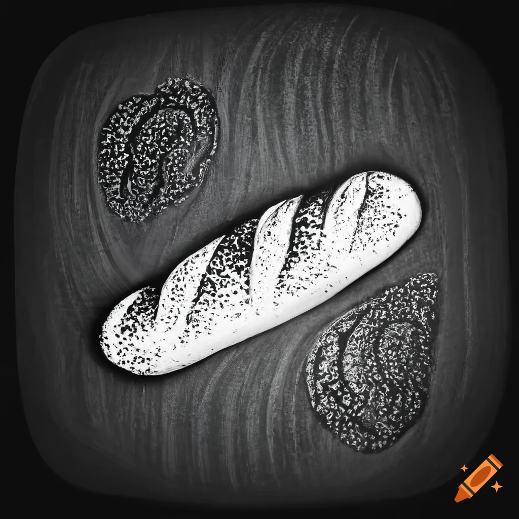 French bread chalk drawing on chalkboard background on Craiyon