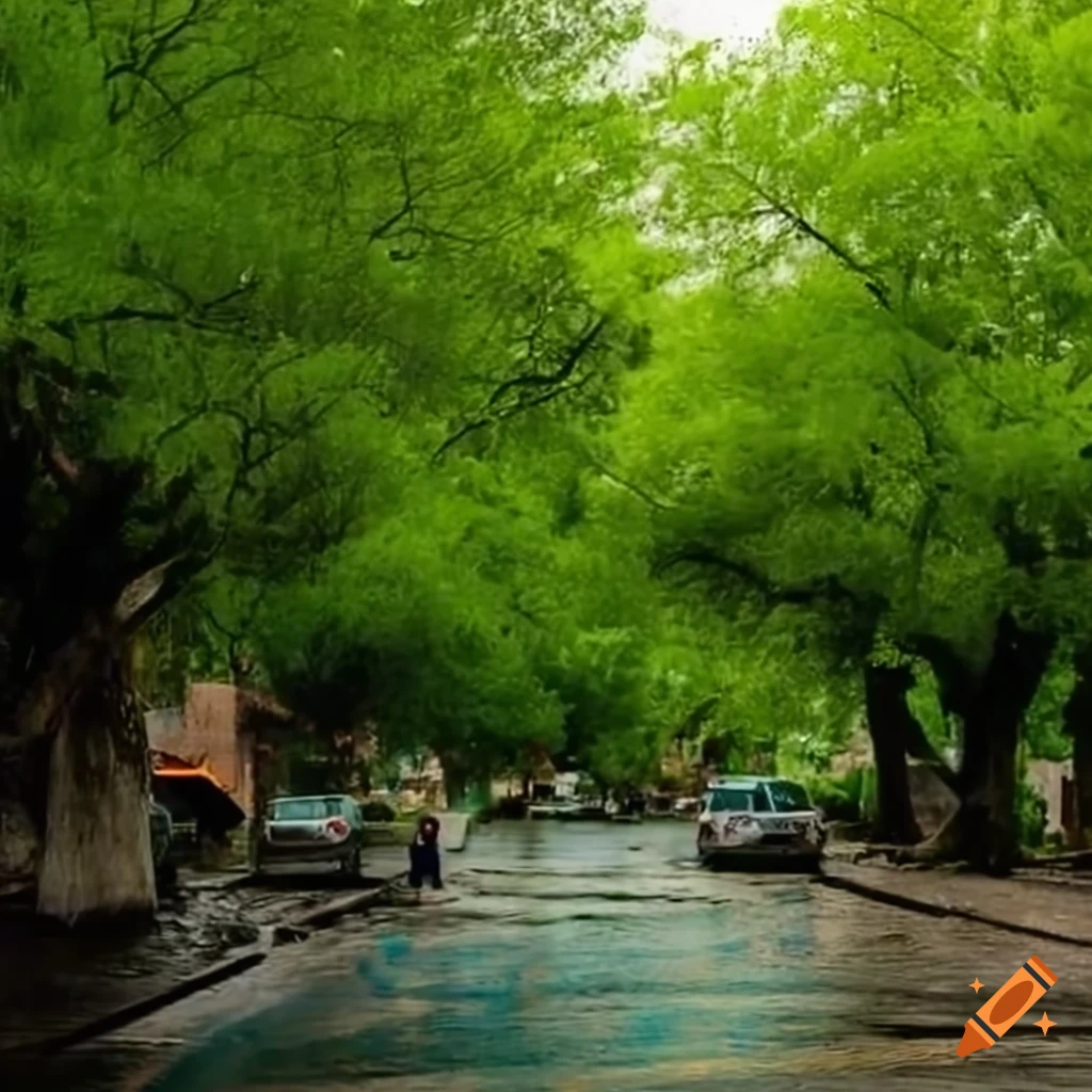 Nogales Arizona town covered in green jungles with rainy weather