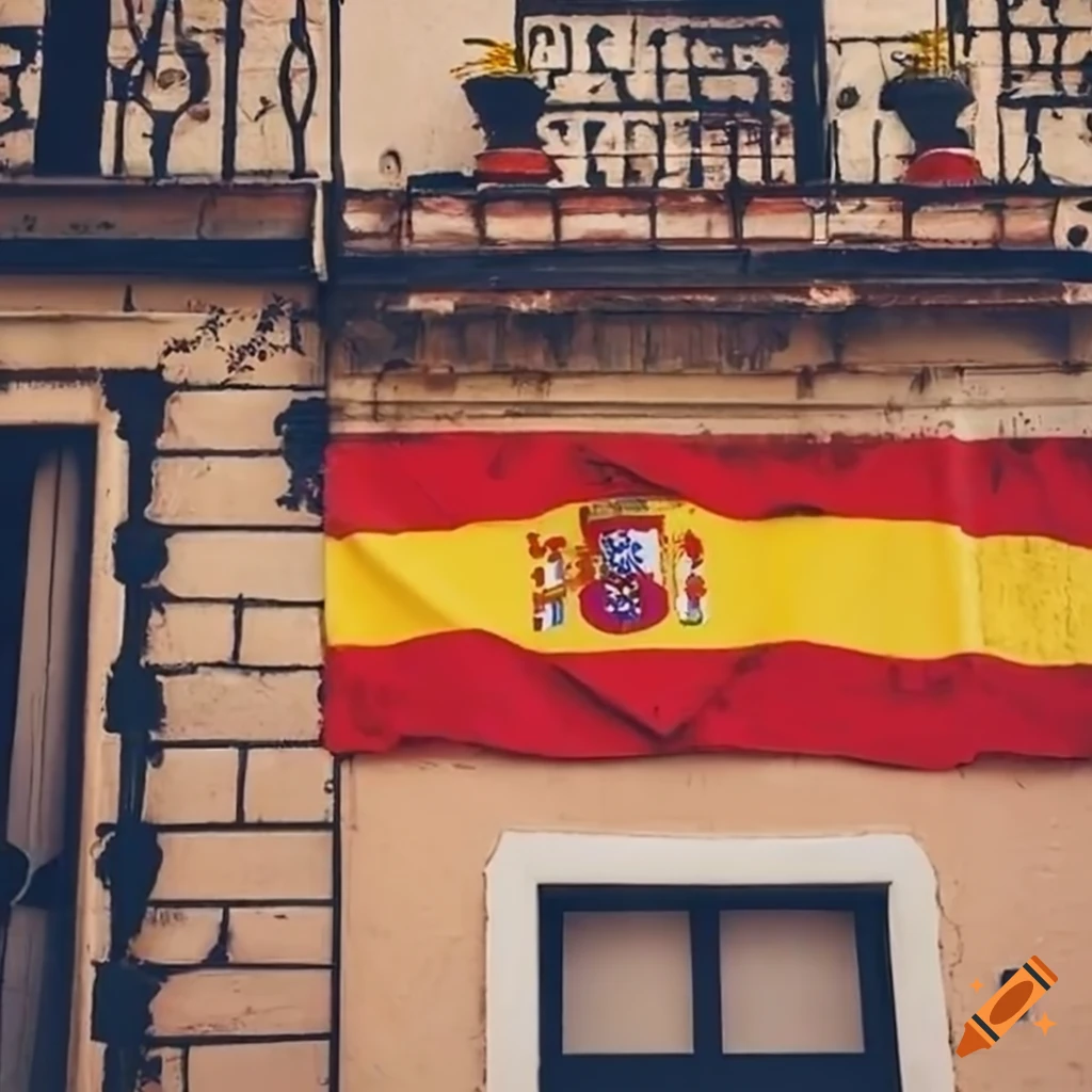 Spanish flag print on a house wall