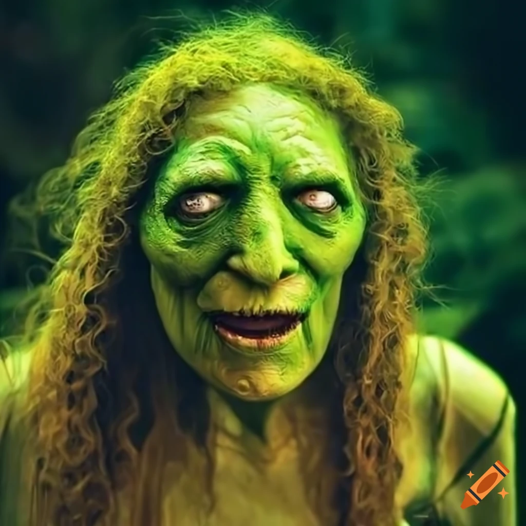 Green Hag reminiscent of the Wicked Witch of the North in fantasy style