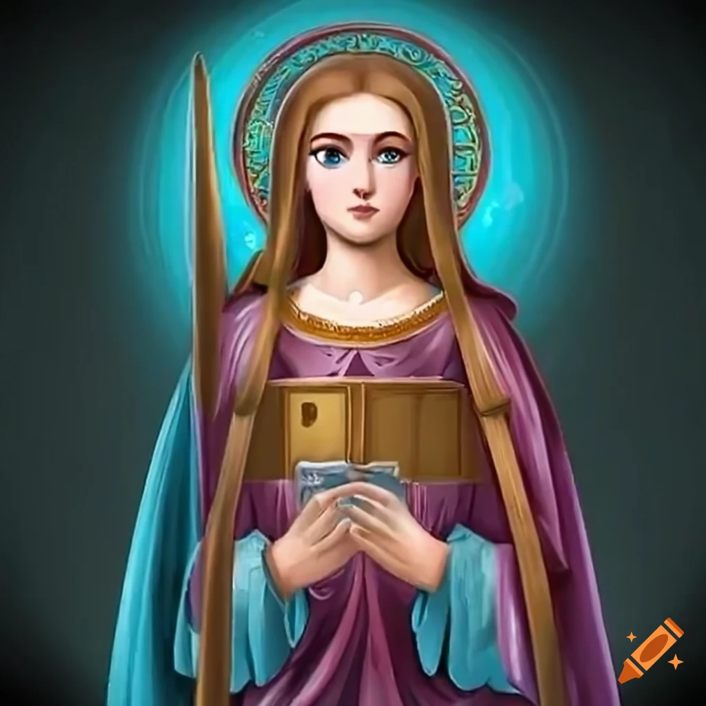 St. Gabriel the Archangel delivering message with binary code streaming ...
