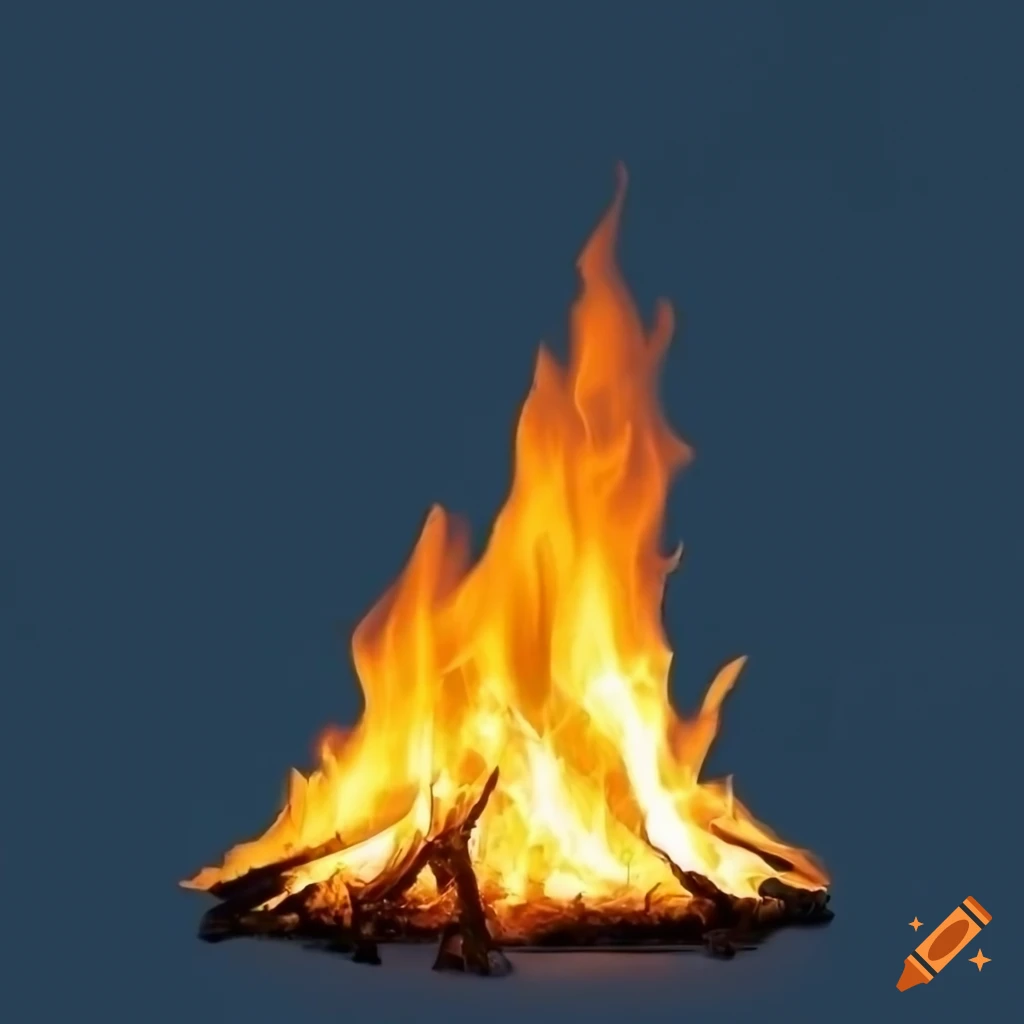 Tall thin flame on a blue background