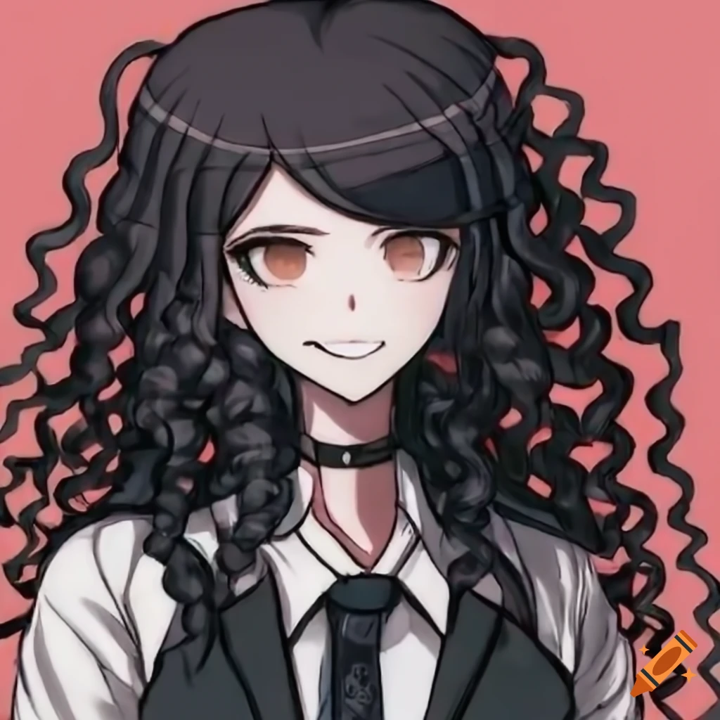 Girl with black curly hair and brown eyes, Danganronpa character in HD