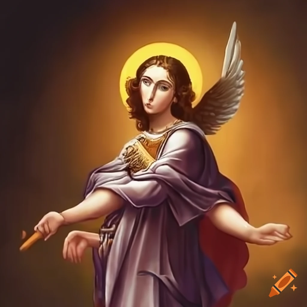 St. gabriel the archangel delivering message with binary code streaming ...