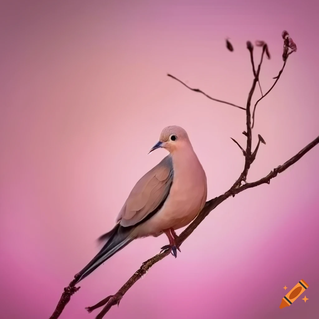 Mourning dove with pink flowers