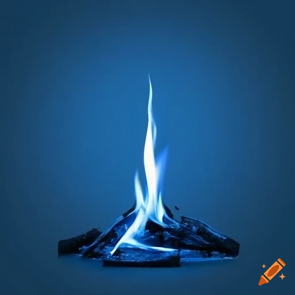 Tall thin flame on a blue background
