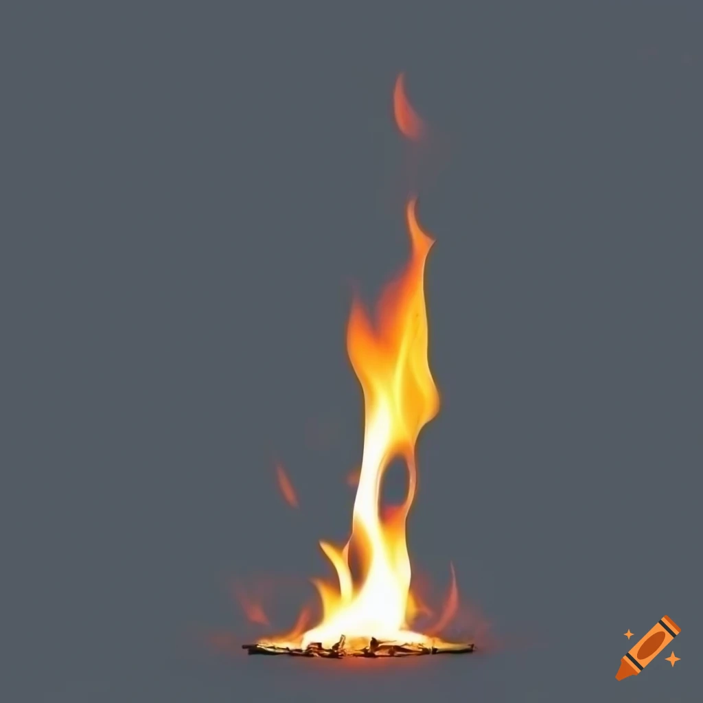 Tall thin flame on a blue background