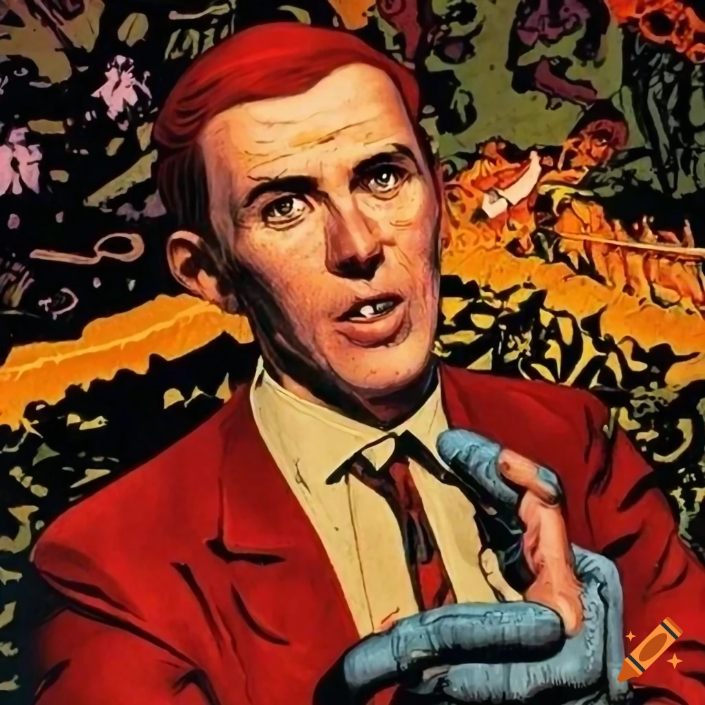Vintage GTA graphic novel art inspired by James Gurney and Norman Rockwell with LSD influences
