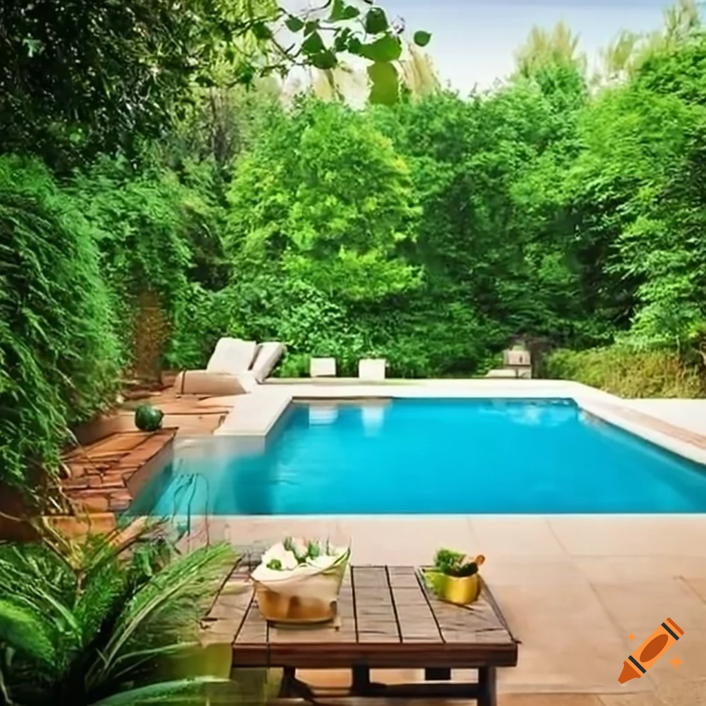 Backyard with furniture and pool