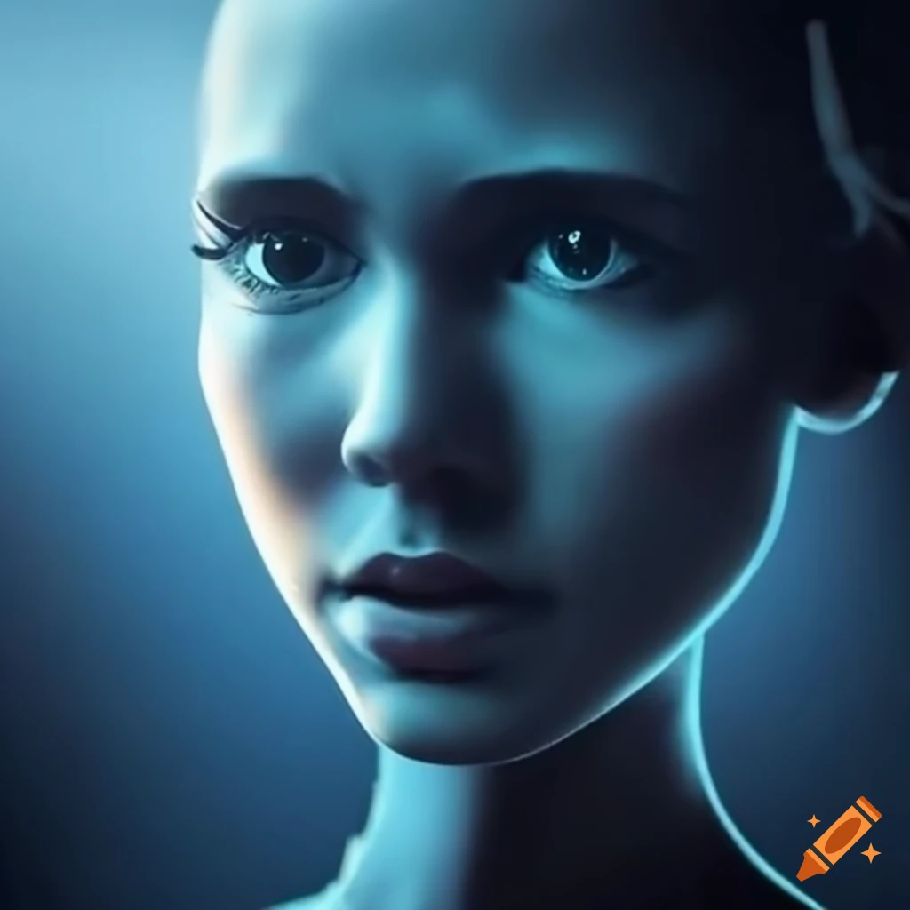 Girl with half-robot featuring circuits, wires, and metal parts