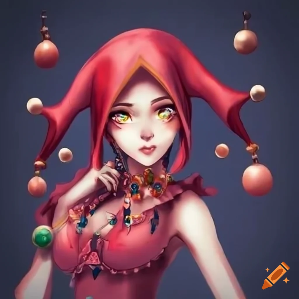Anime jester girl character