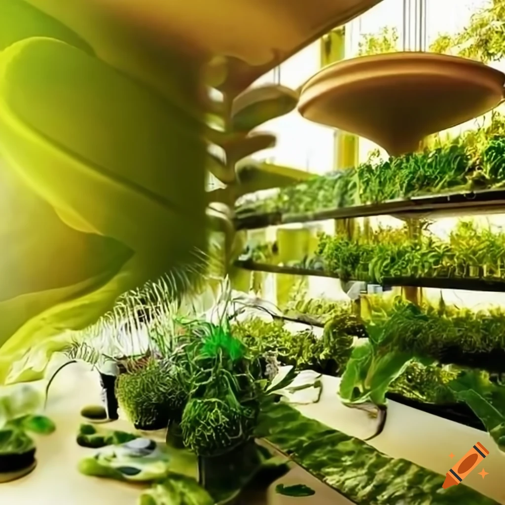 Futuristic nursery with abundant plants on Craiyon