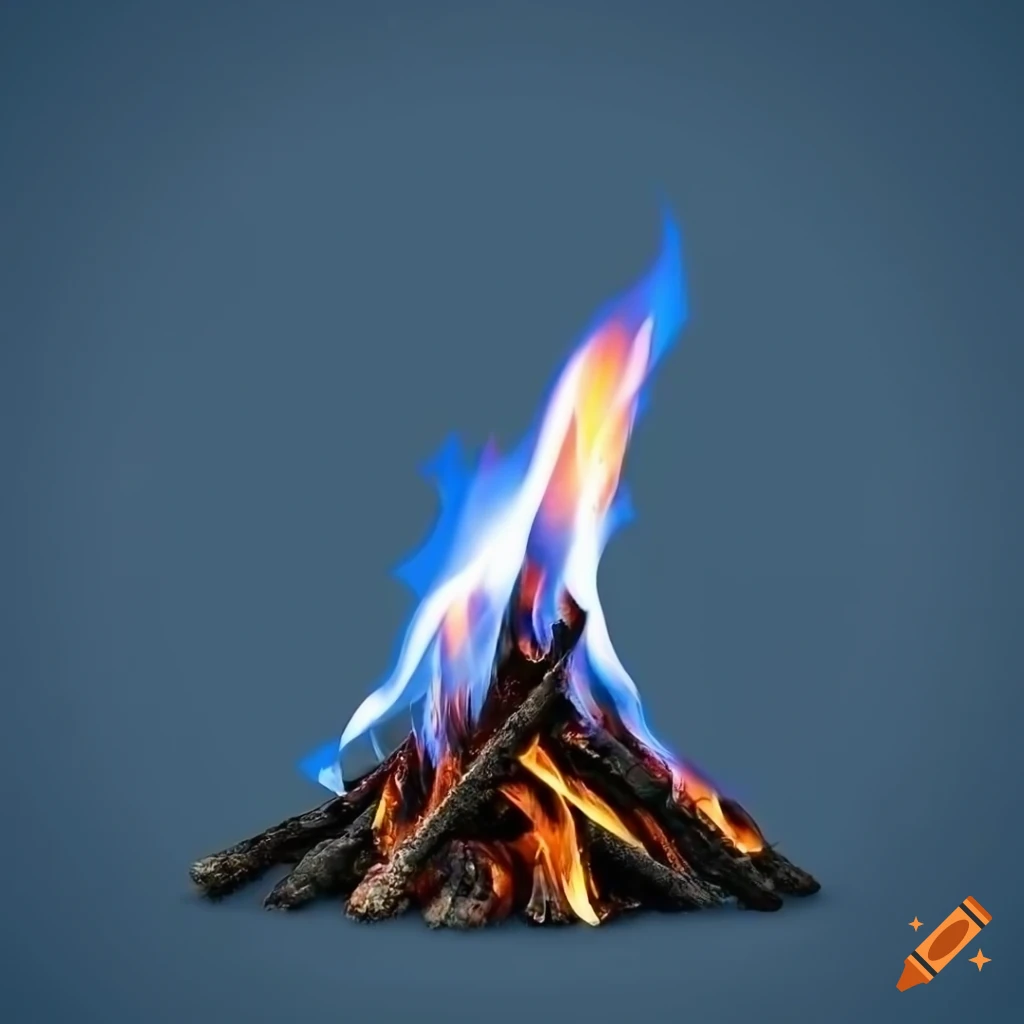 Tall thin flame on a blue background