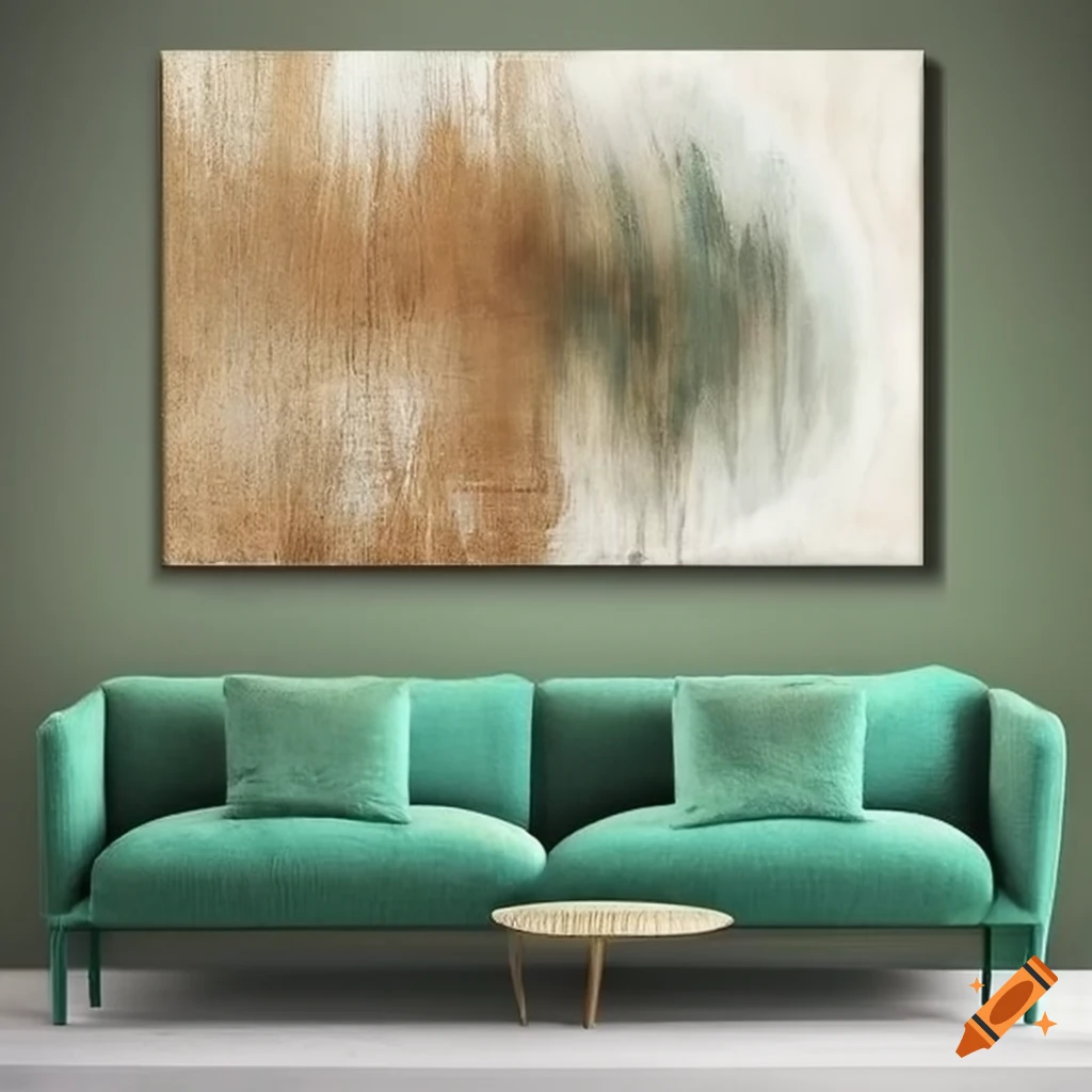 Abstract textured wall art in green and tan colors