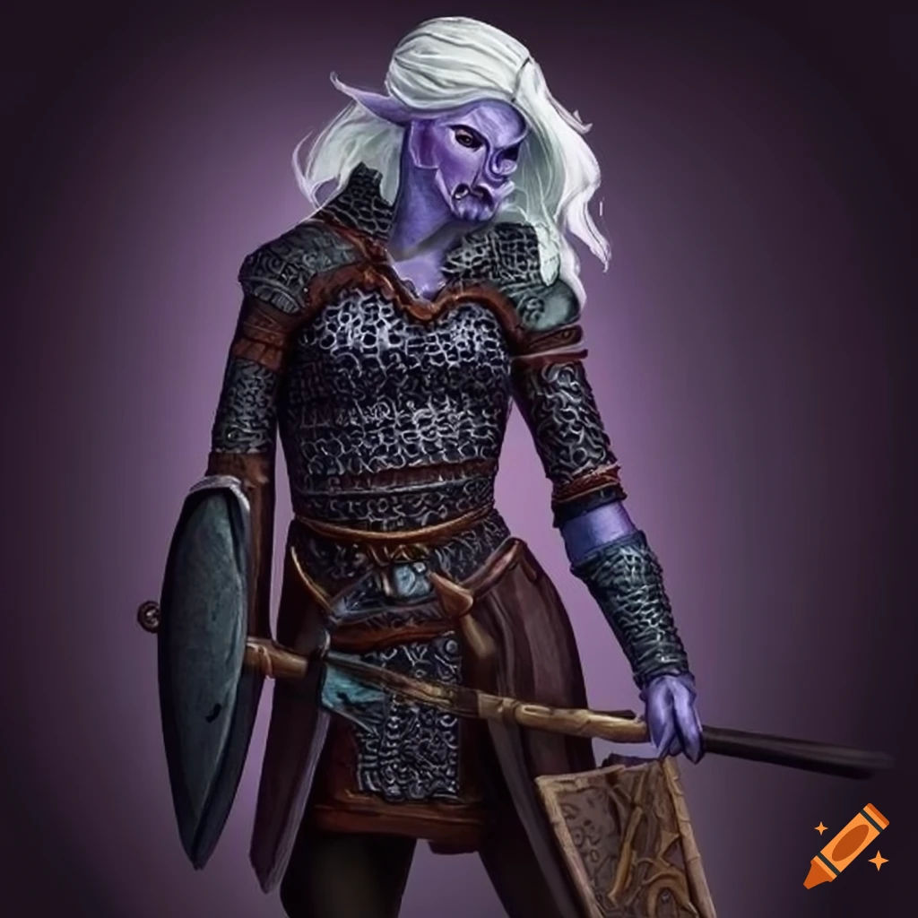 Drow Warrior With Chain Mail Shield And Halberd On Craiyon CzrzER4rTpOIPyvjUAt8qw.webp