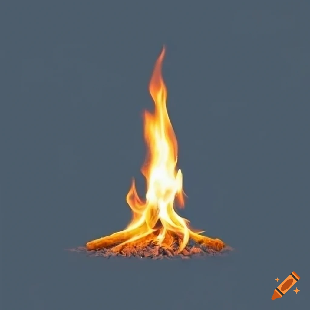Tall thin flame on a blue background