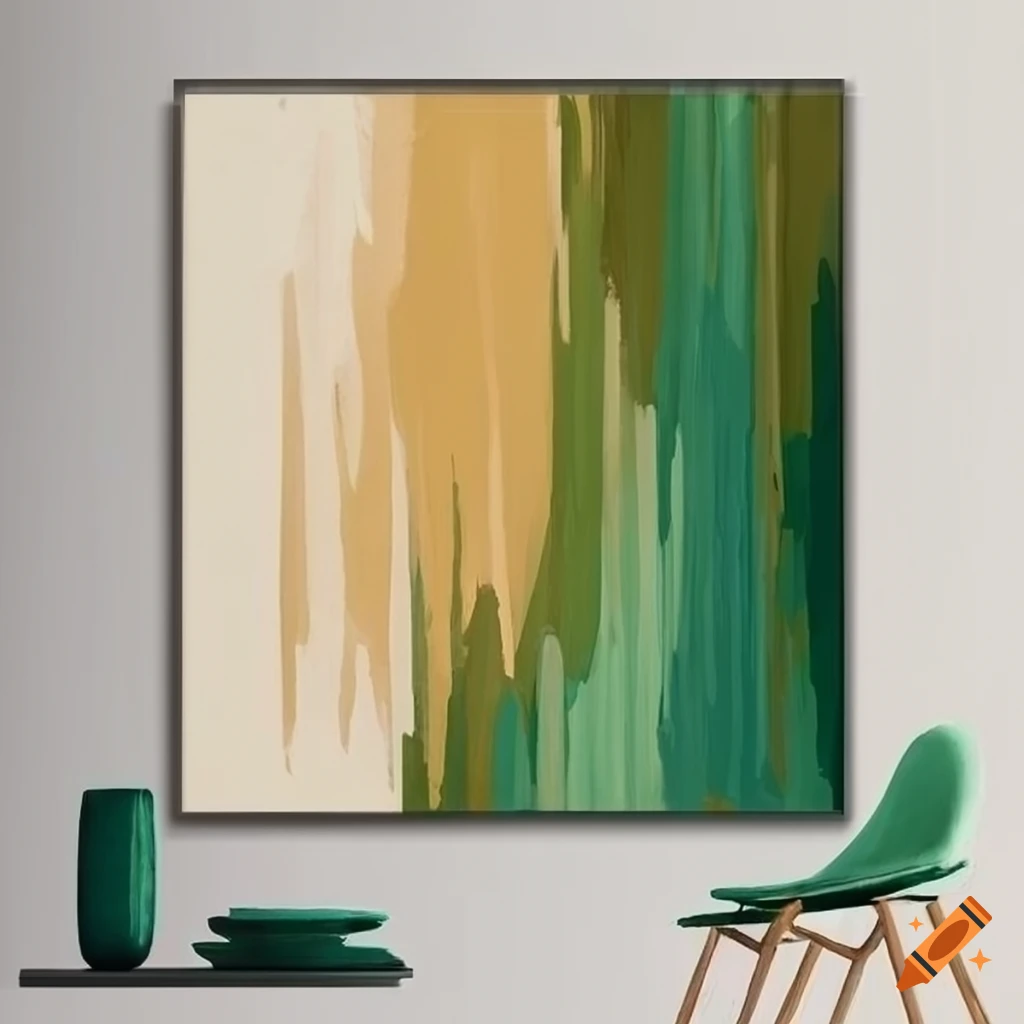 Abstract green and tan wall art on Craiyon