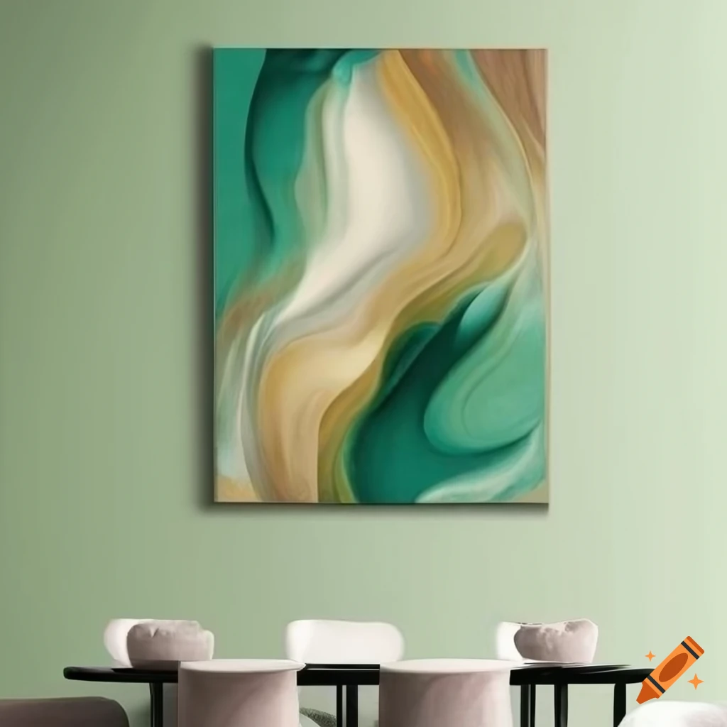 Abstract green and tan wall art on Craiyon