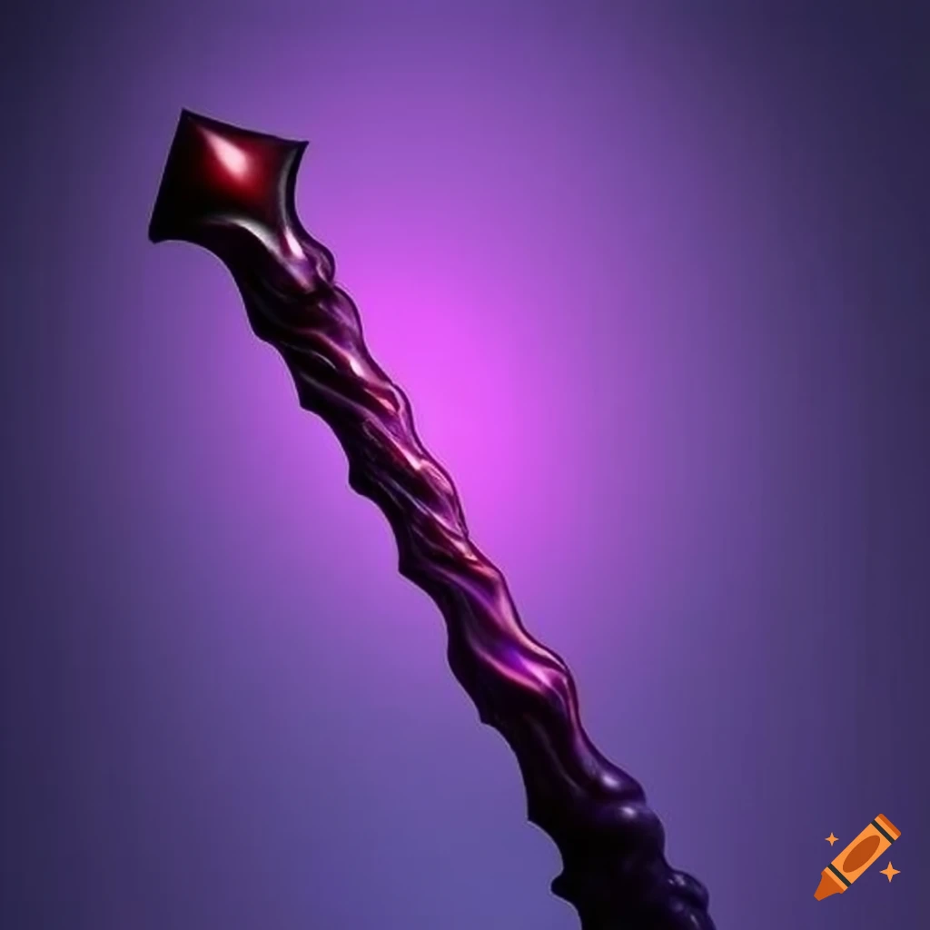 Black magic wand emitting purple light on Craiyon