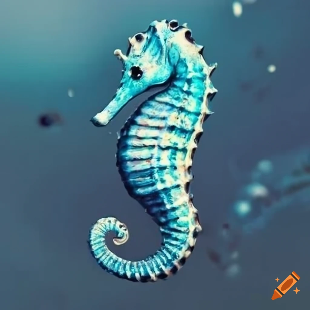 Blue seahorse on Craiyon