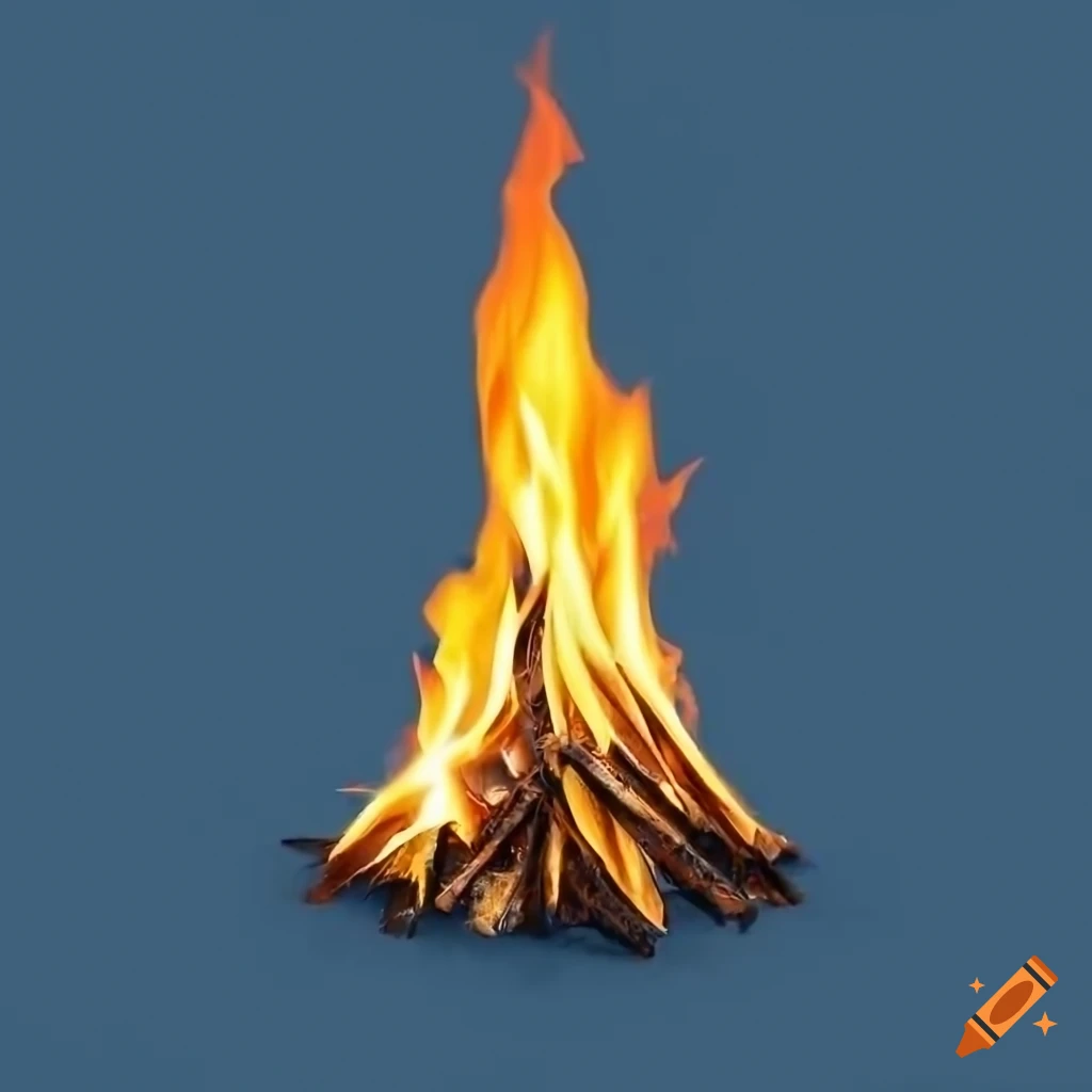 Tall thin flame on a blue background