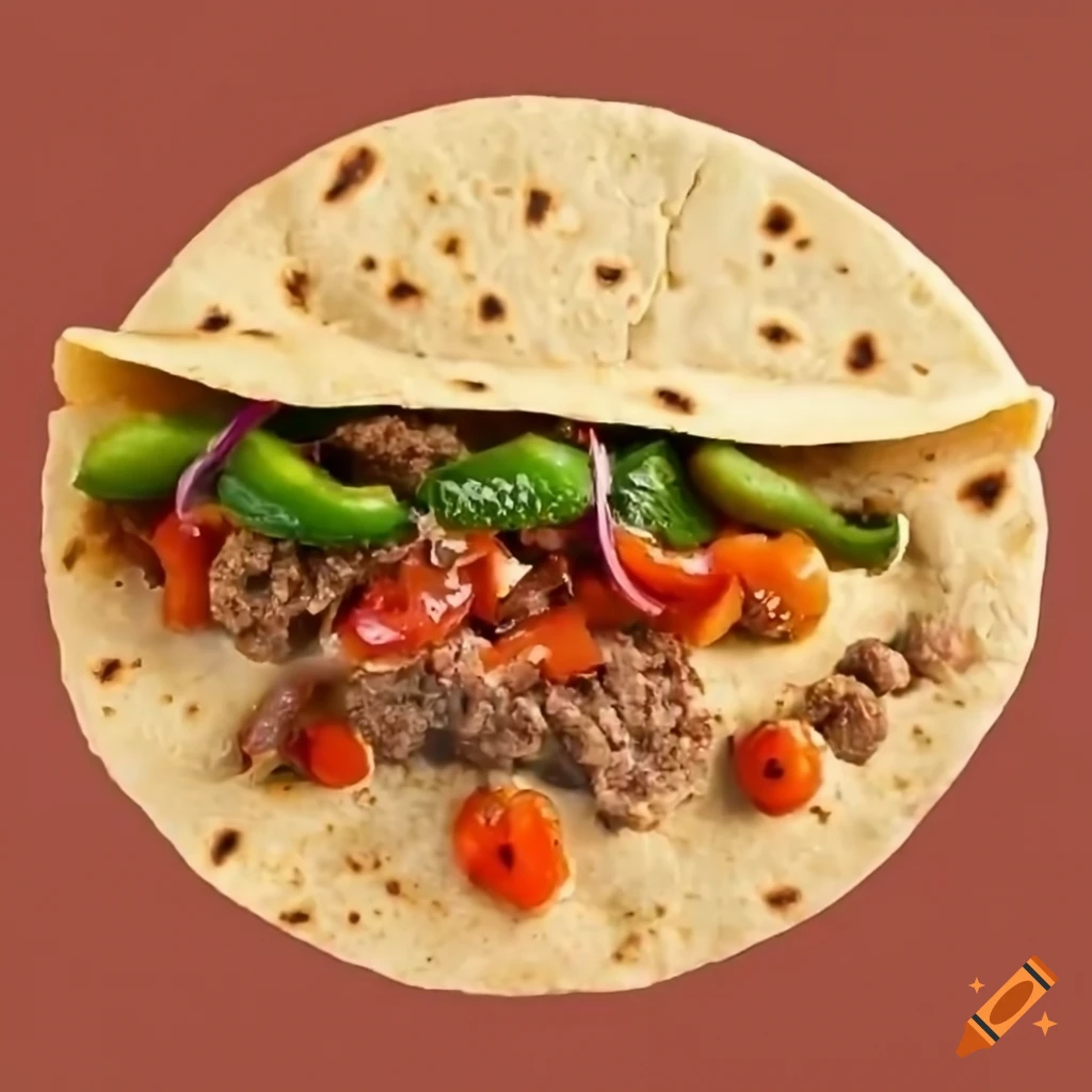 Carne picada with vegetables in wholemeal tortilla