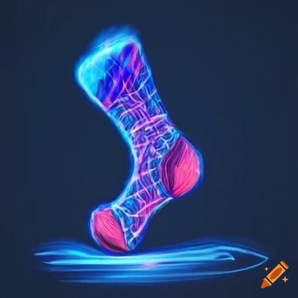 Shiny glowing sock with astral beams and text Herzlichen Glühstrumpf