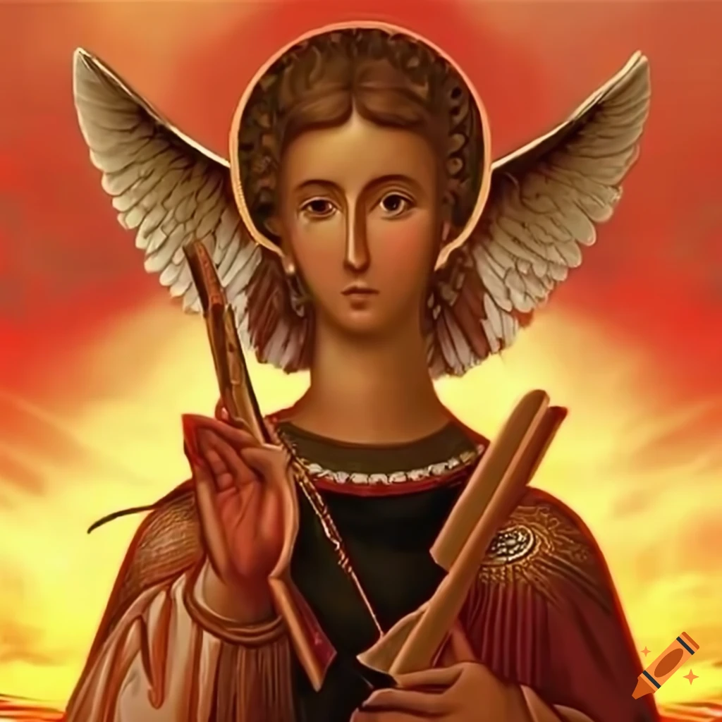 St. gabriel the archangel delivering message with binary code streaming ...