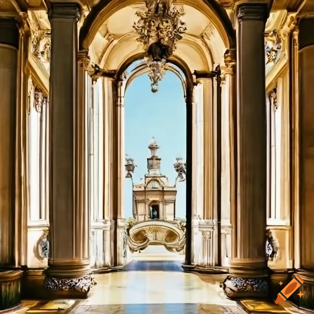 Ornate italian villa facade with columns, statuesque details, and