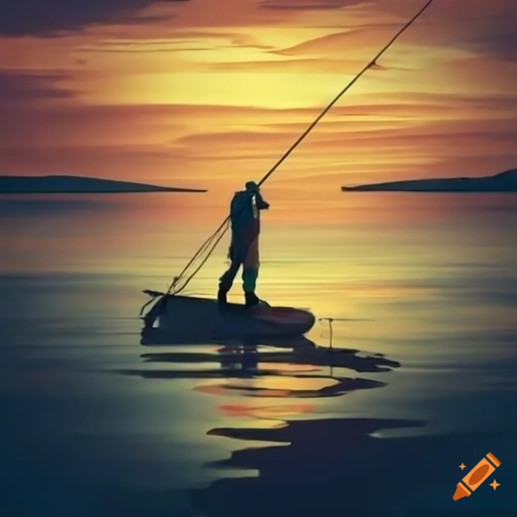 Fisherman in an estuary contemplating evolution