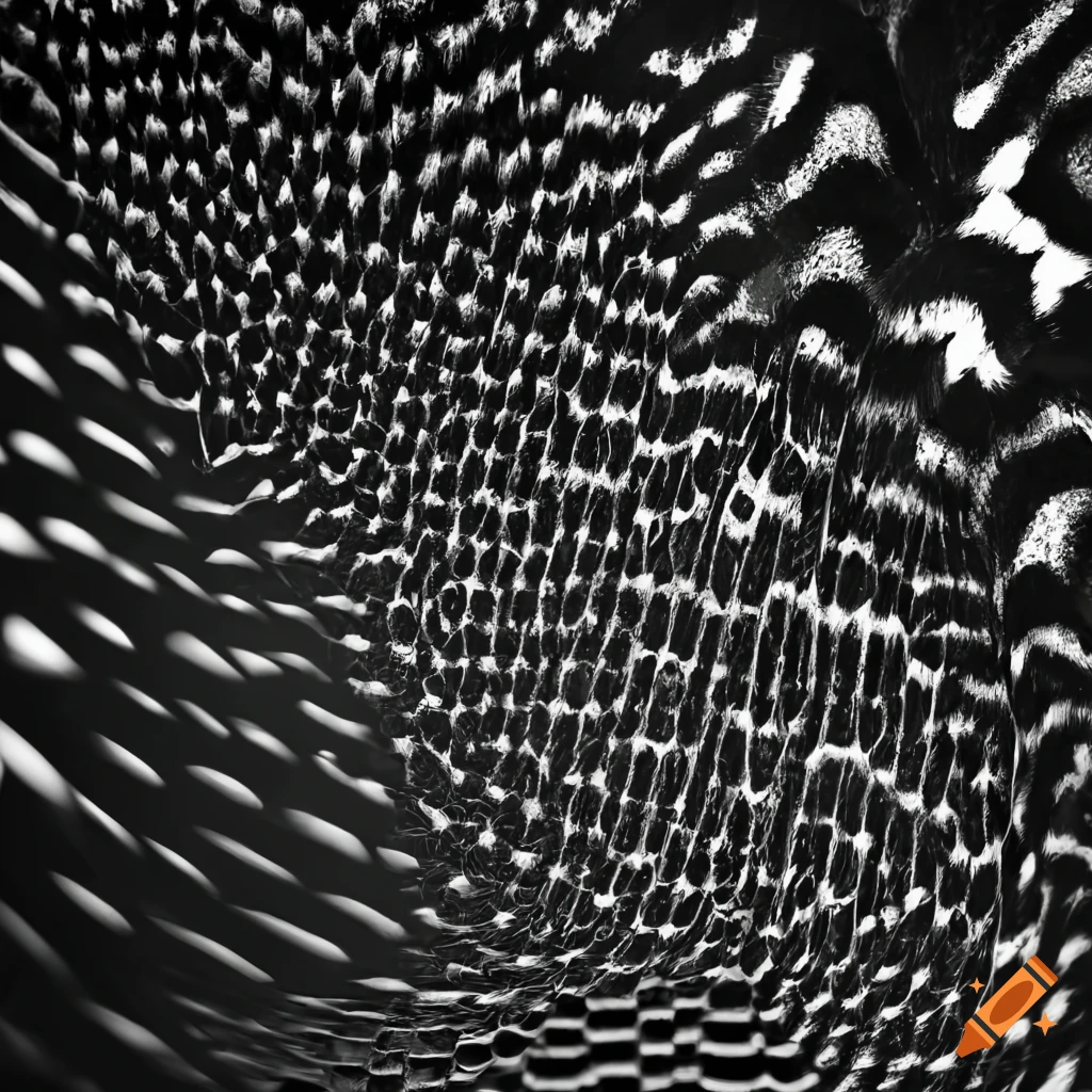 Abstract artwork titled Breakout in black, white, and grey colors on ...