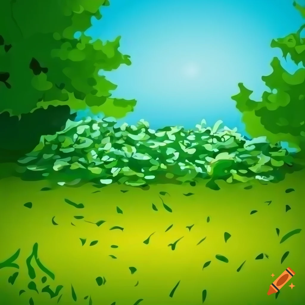 Enormous pile of green leaves under a bright blue sky in a meadow