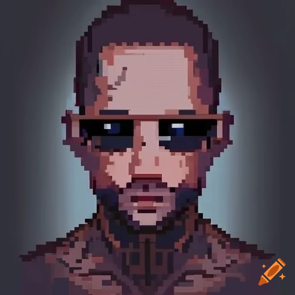 Man with round glasses in pixel art HD