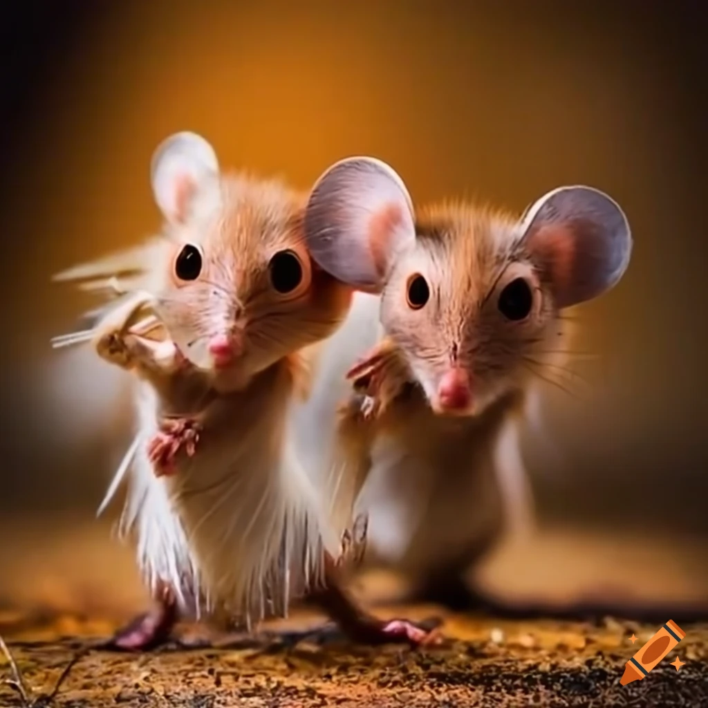 Mice dancing in a pow wow rain dance