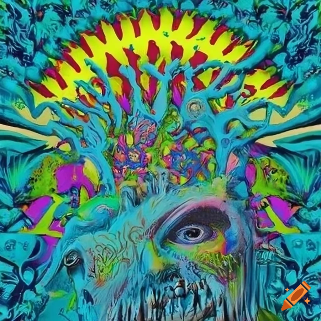 Avant-garde psychedelic rock album cover on Craiyon