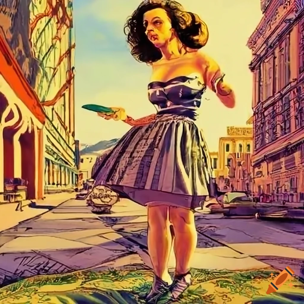 Vintage pinup disc golf theme with graphic novel style