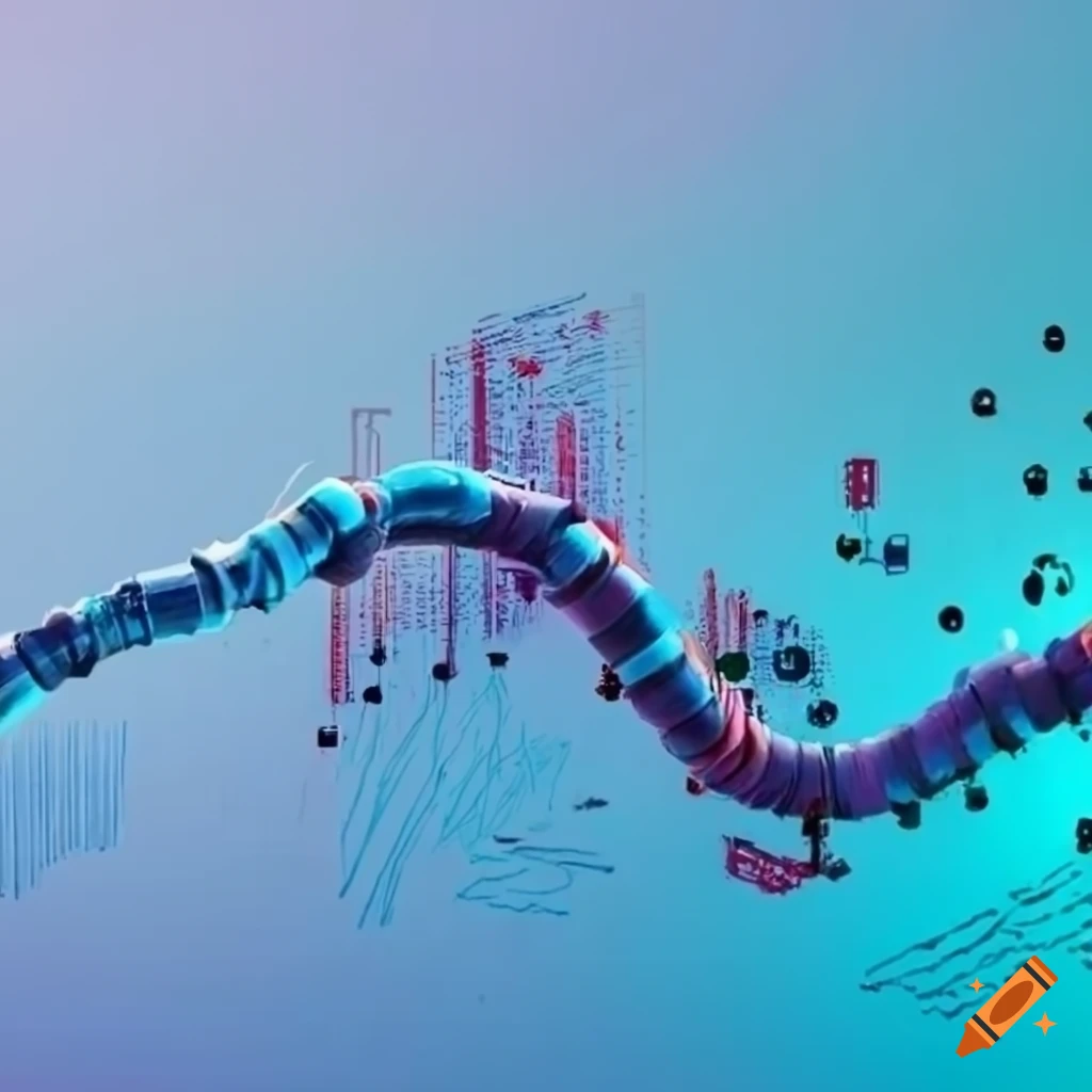 Telemetry data pipeline with machine learning on light blue background ...