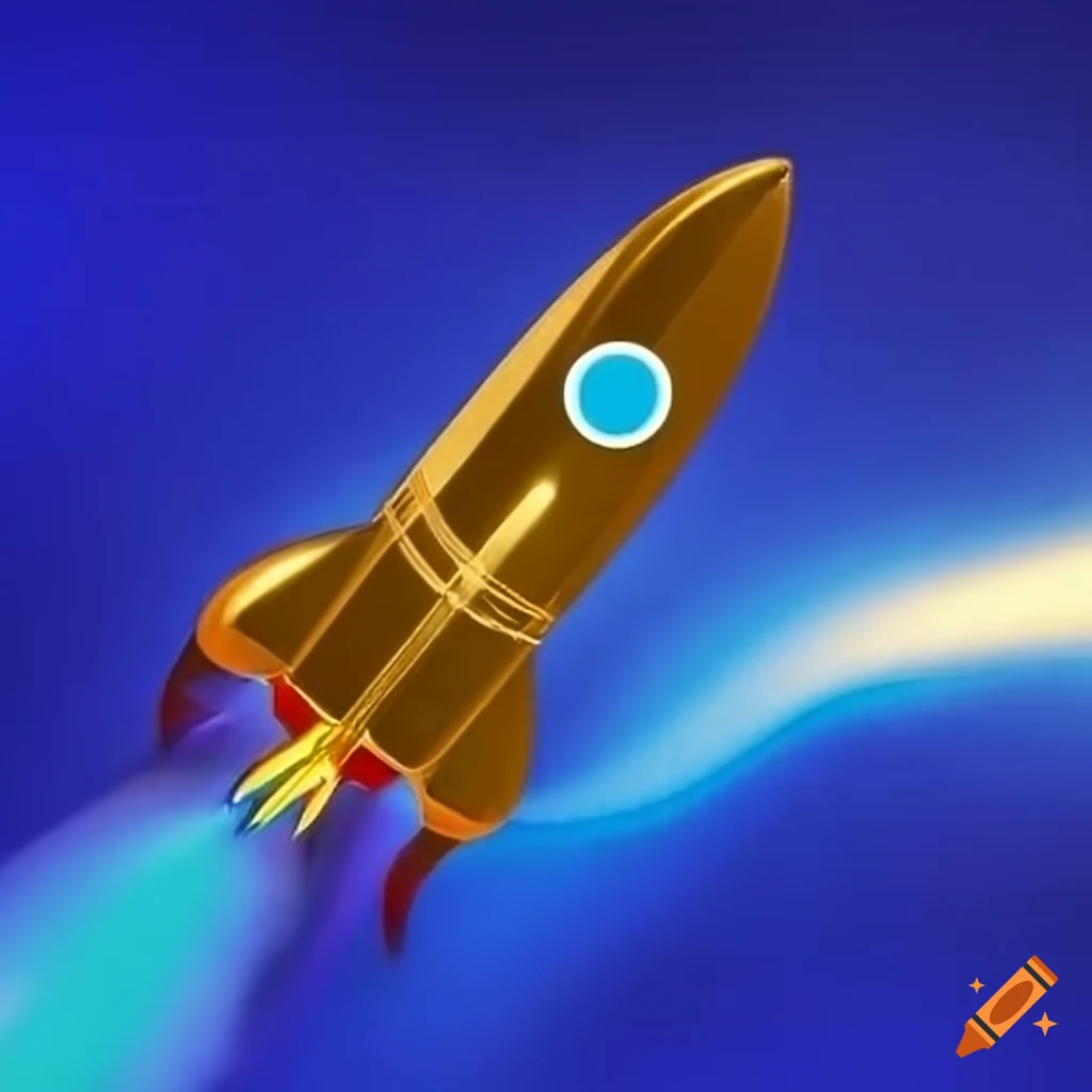 Blue 'W' logo with a gold rocket on Craiyon