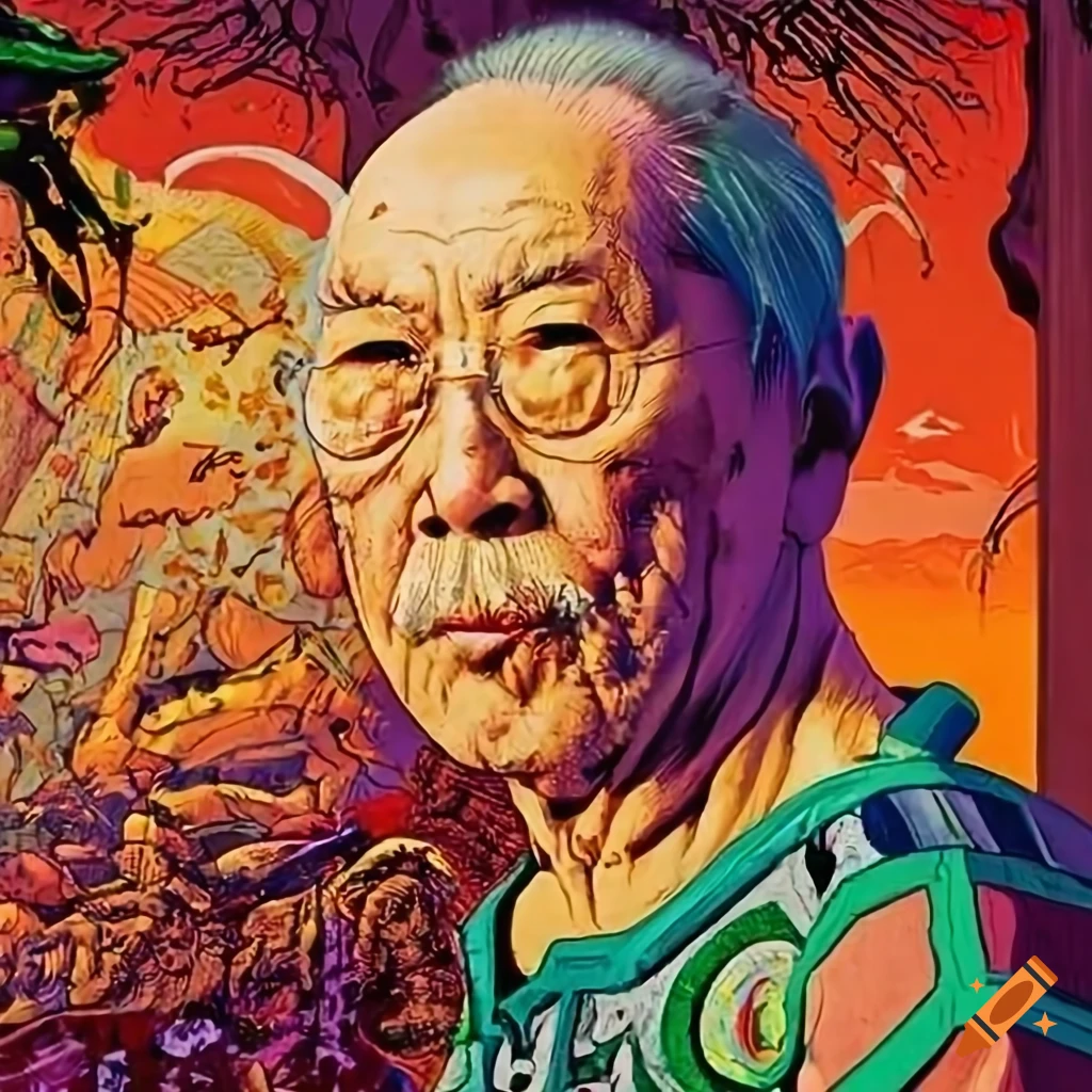 Asian vintage graphic novel with stunning lighting details and vivid magic