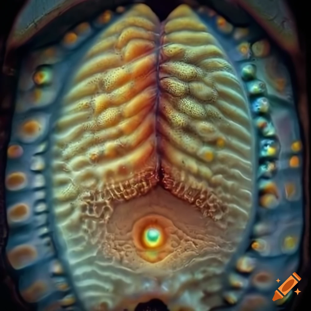 In this hyperrealistic microscopic micro photograph 📷 of a horrifying