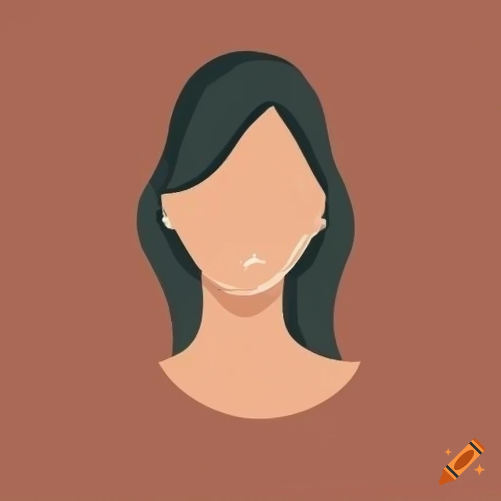 Flat icon of a young woman with brown hair and eyes