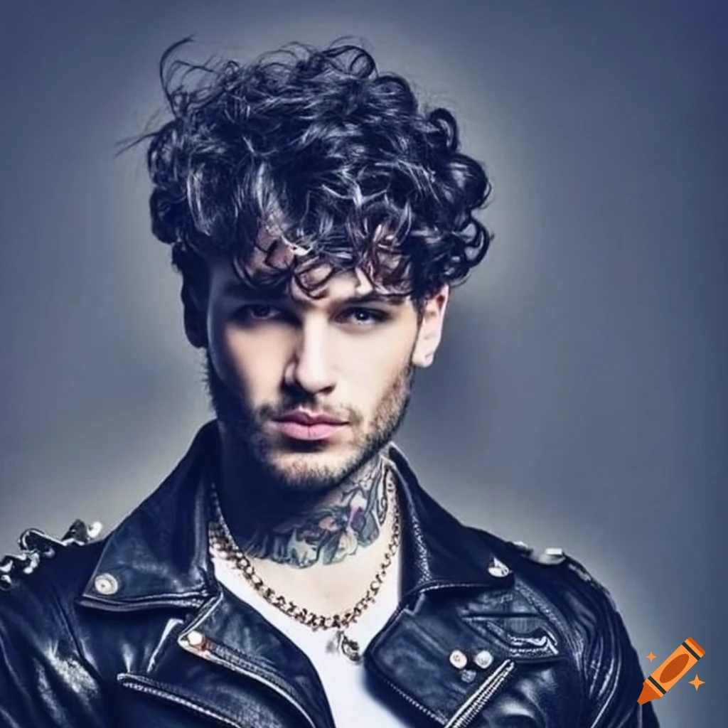 Stylish men's outfit with leather jacket and silver chains on Craiyon